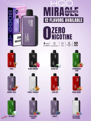 HQD Miracle 8000 Puffs Zero Nicotine (0mg) Vape in UAE | 8000 Puffs Disposable